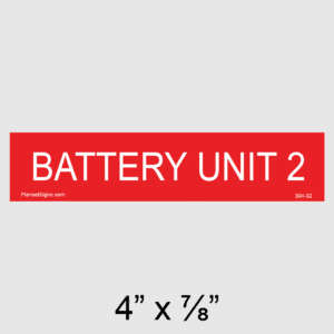 Battery Unit 2 Placard, SKU 304-02