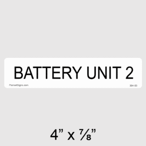 Battery Unit 2 Label, SKU 304-03