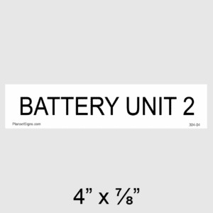Battery Unit 2 Placard, SKU 304-04