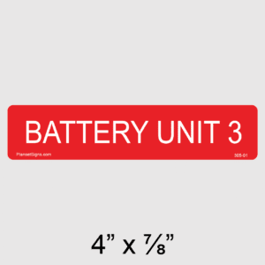 Battery Unit 3 Label, SKU 305-01