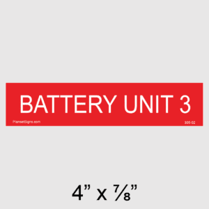 Battery Unit 3 Placard, SKU 305-02