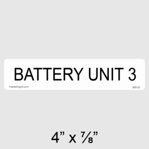 Battery Unit 3 Label, SKU 305-03