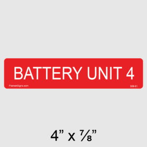 Battery Unit 4 Label, SKU 306-01