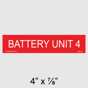 Battery Unit 4 Placard, SKU 306-02