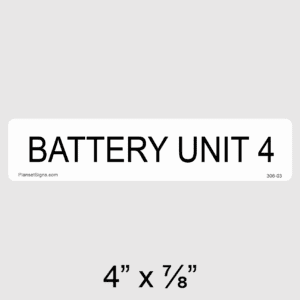 Battery Unit 4 Label, SKU 306-03