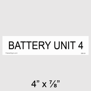 Battery Unit 4 Placard, SKU 306-04