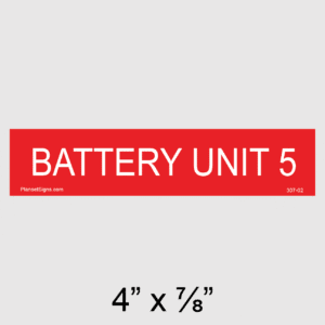 Battery Unit 5 Placard, SKU 307-02