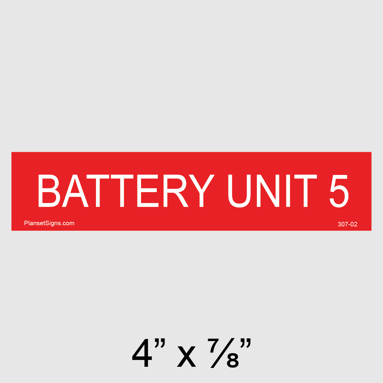 Battery Unit 5 Placard, SKU 307-02