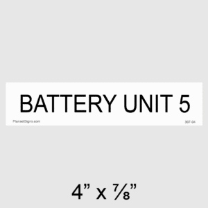 Battery Unit 5 Placard, SKU 307-04