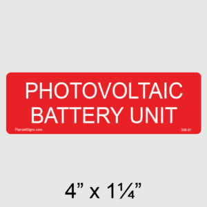 Photovoltaic Battery Unit Label, SKU 308-01