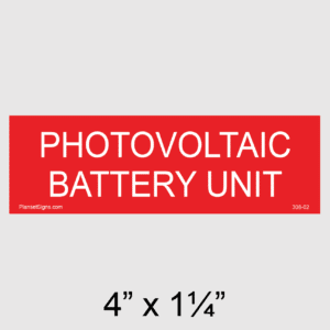 Photovoltaic Battery Unit Placard, SKU 308-02