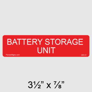 Battery Storage Unit Label, SKU 309-01