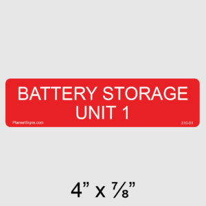 Battery Storage Unit 1 Label, SKU 310-01