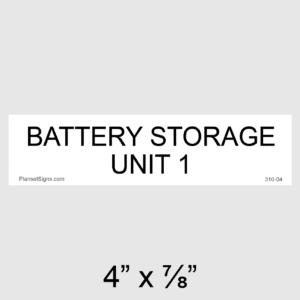 Battery Storage Unit 1 Placard, SKU 310-04