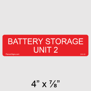 Battery Storage Unit 2 Label, SKU 311-01