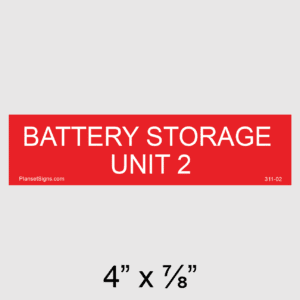 Battery Storage Unit 2 Placard, SKU 311-02