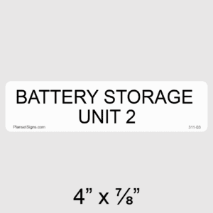 Battery Storage Unit 2 Label, SKU 311-03