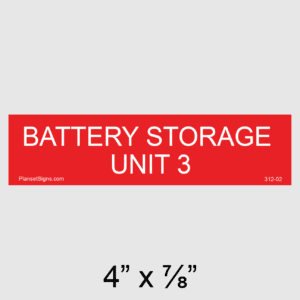 Battery Storage Unit 3 Placard, SKU 312-02