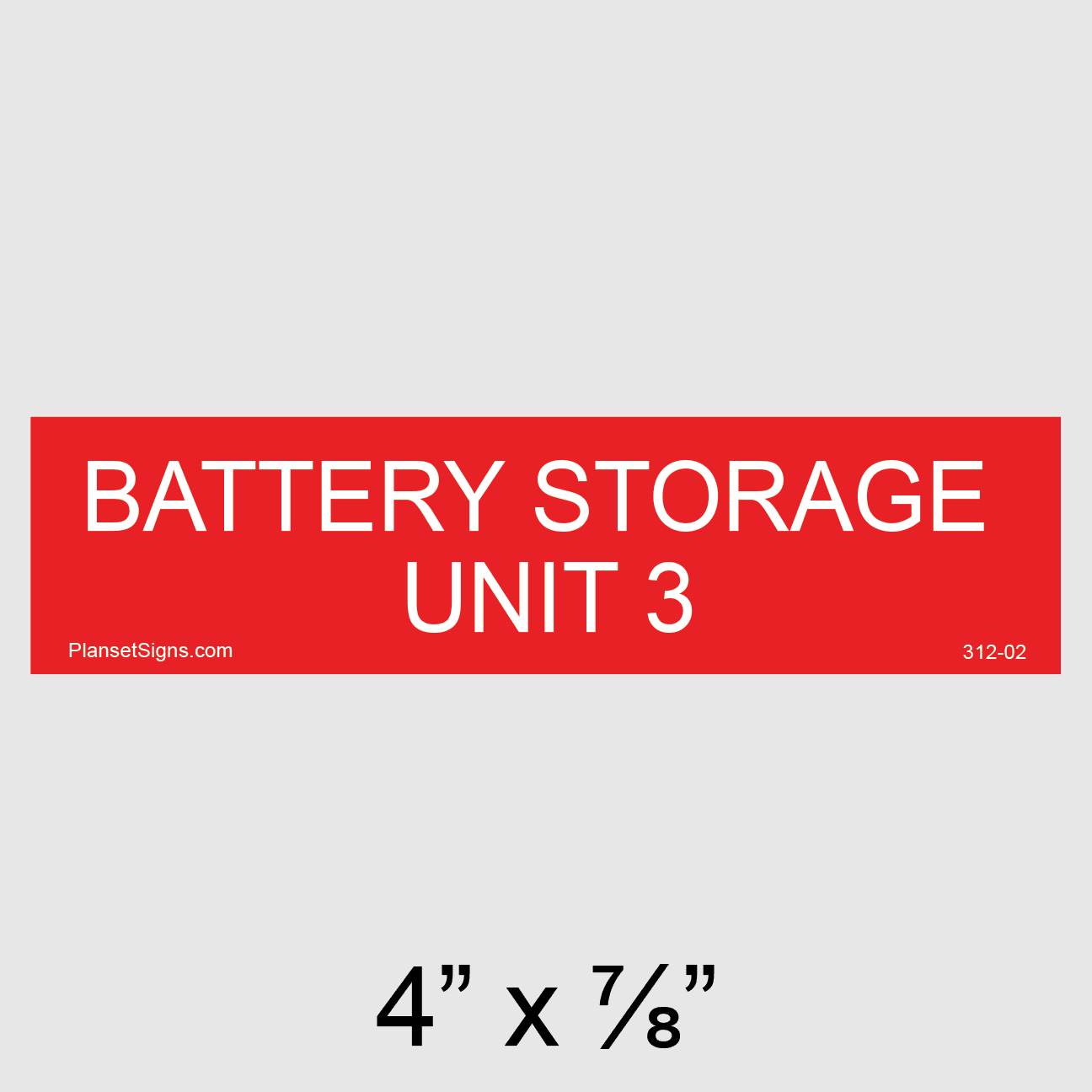 Battery Storage Unit 3 Placard, SKU 312-02