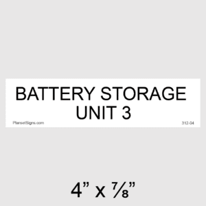 Battery Storage Unit 3 Placard, SKU 312-04