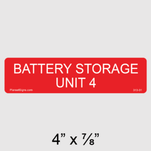 Battery Storage Unit 4 Label, SKU 313-01