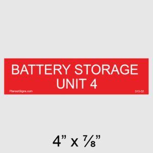 Battery Storage Unit 4 Placard, SKU 313-02