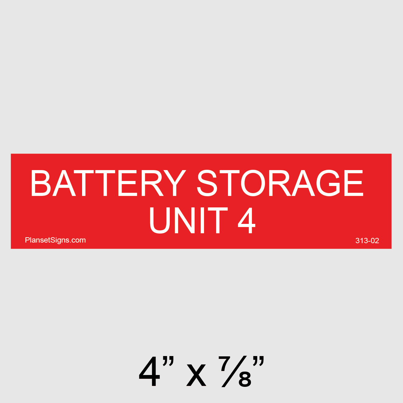 Battery Storage Unit 4 Placard, SKU 313-02