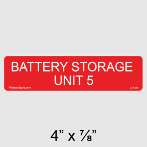 Battery Storage Unit 5 Label, SKU 314-01
