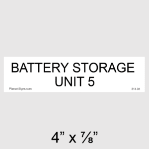 Battery Storage Unit 5 Placard, SKU 314-04