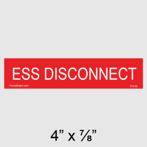 ESS Disconnect Placard, SKU 315-02