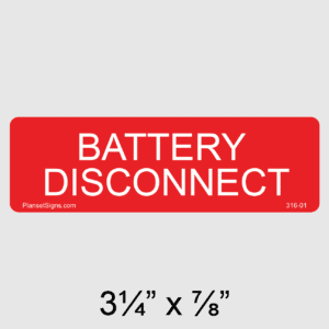 Battery Disconnect Label, SKU 316-01