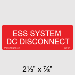 ESS System DC Disconnect Label, SKU 320-01