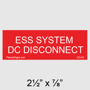 ESS System DC Disconnect Label, SKU 320-01