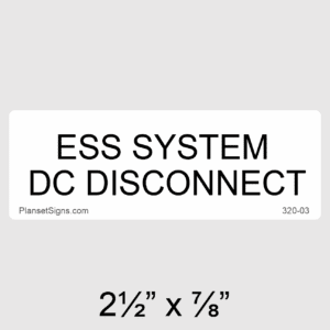 ESS System DC Disconnect Placard, SKU 320-02