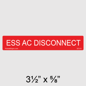 ESS System DC Disconnect Placard, SKU 320-04