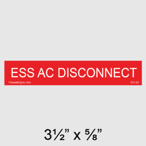 ESS AC Disconnect Label, SKU 321-01