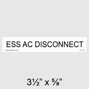ESS AC Disconnect Placard, SKU 321-02