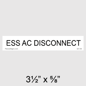 ESS AC Disconnect Label, SKU 321-03