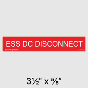 ESS DC Disconnect Label, SKU 322-01