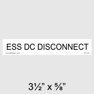 ESS DC Disconnect Label, SKU 322-03